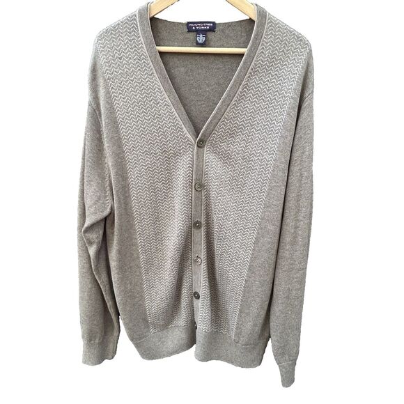 Men's Roundtree & York Cardigan Sweater Size Men's Large Cotton Grandpa Preppy - Picture 1 of 9
